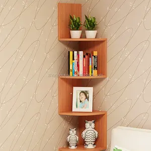 ห้องนั่งเล่นที่ทันสมัย Mdf ไม้รอบมุม Zig Zag ผนังมุมชั้นวางออกแบบสำหรับขาย