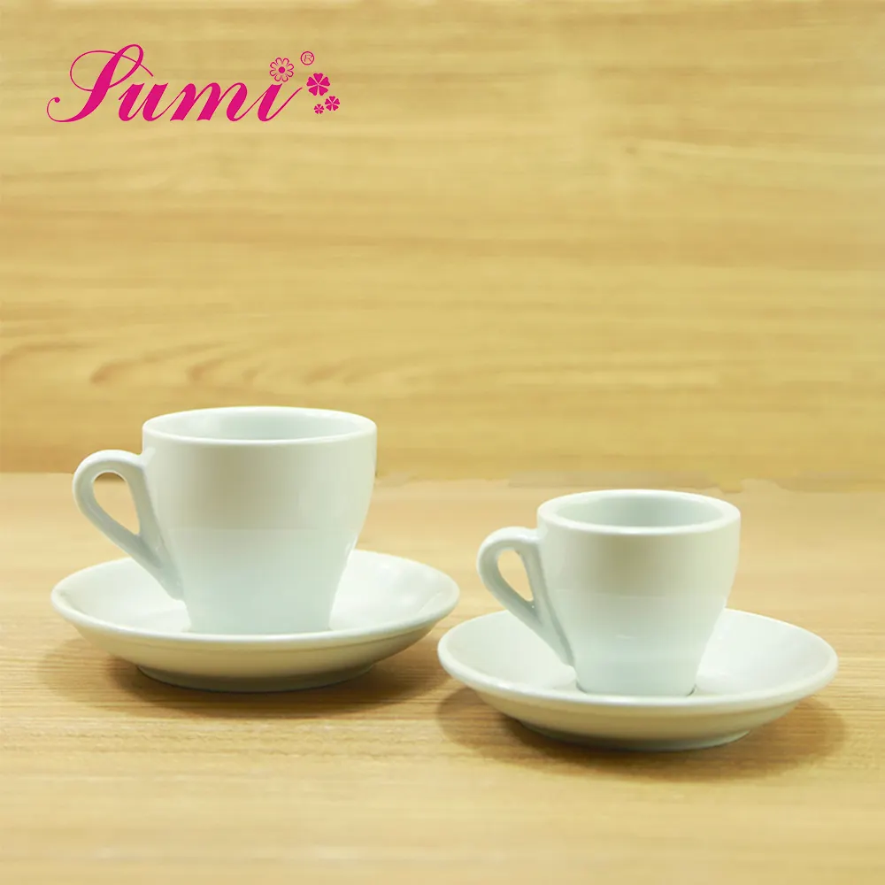 Factory outlet customized promotion white ceramic coffee cup and saucer set