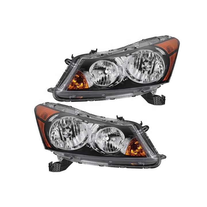 ホンダアコードヘッドライトアセンブリ2008 2009 2010ドライバサイドバルブ付HO 2502135用DOT認定交換(車両トリム:クーペ) WEELMOTO ヘッドライトアセンブリペア 2008-2012 ホンダ アコード 4Dr、2008 2009 2010 2011 2012 ホンダ  アコード ヘッドライトアセンブリ ヘッドランプ 交換用 ブラック ハウジング アンバー リフレクター 左+右
