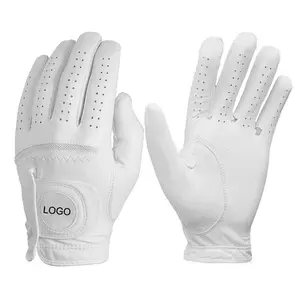 Custom Logo Hot Sales Super Soft All White Premium Cabretta Leather Golf Glove