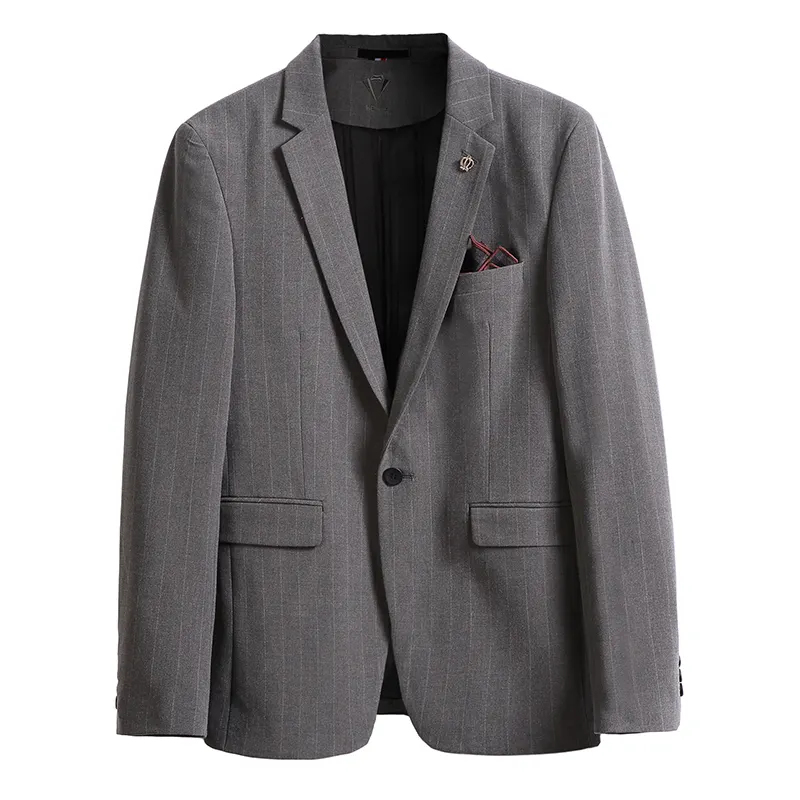 2 stuks Koreaanse stijl goedkope prijs hoge kwaliteit slim fit grijs jas broek mannen pak klaar voor custom logo