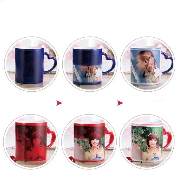 Colore magico che cambia tazze di ceramica esportatore per sublimazione su misura foto tazza di caffè di ceramica importatore