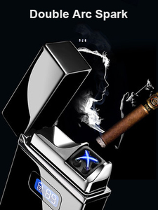Mode led cigarette alliage de zinc oem briquet personnalisé métal double arc usb briquet rechargeable briquet cadeau boîte paque - Product Image 5