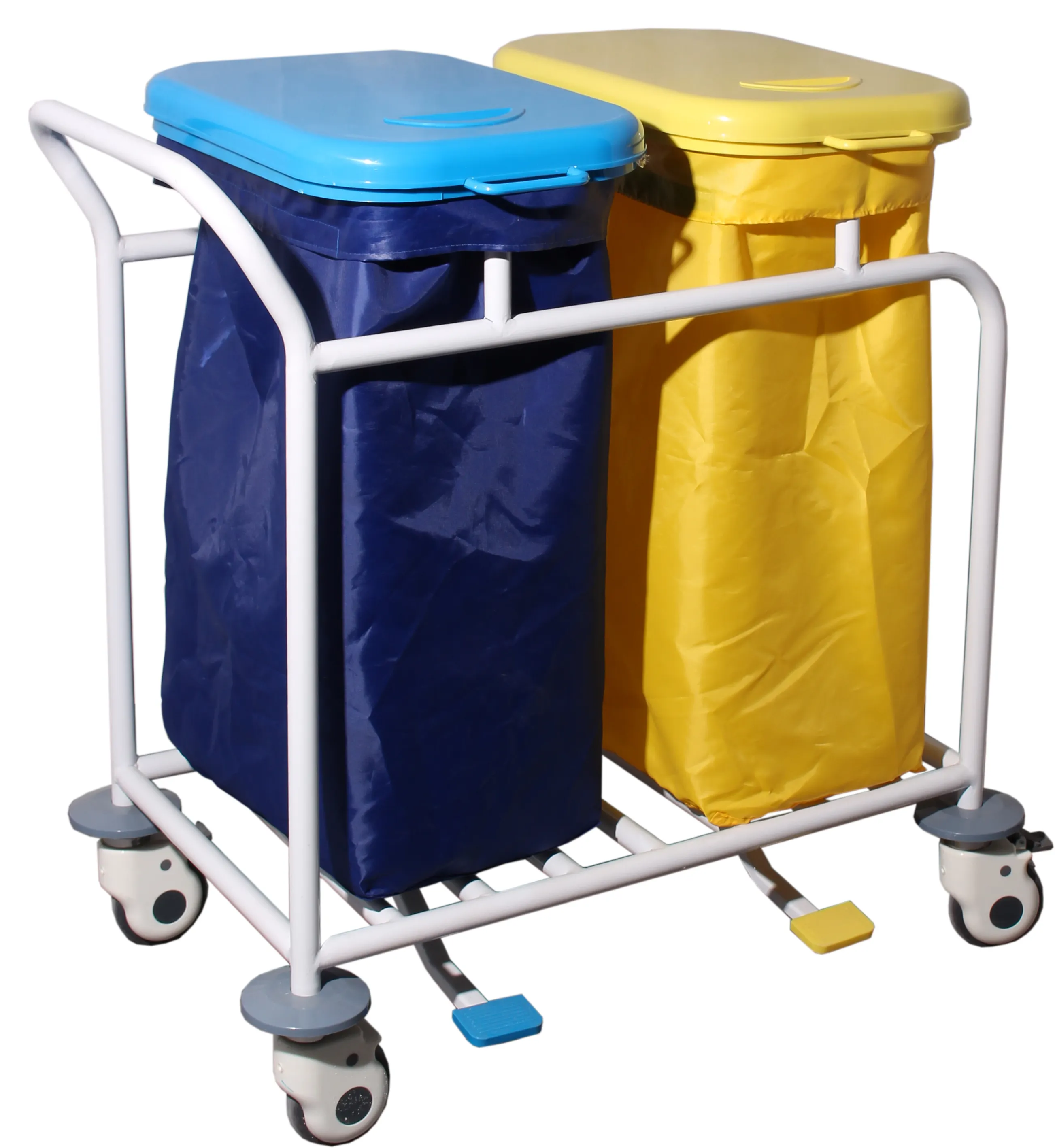 Hospital Use Movable Dirty Linen Trolley With Foot Open