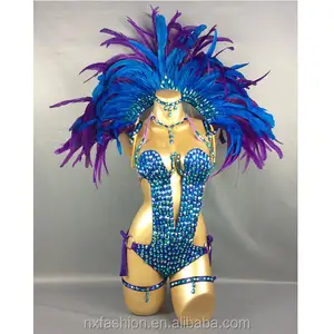 Samba Costume Carnival Brazilian Dancer Ostrich Hair Stage Show Feather Dance  Costumes Opening Ceremony Performance Clothes Set