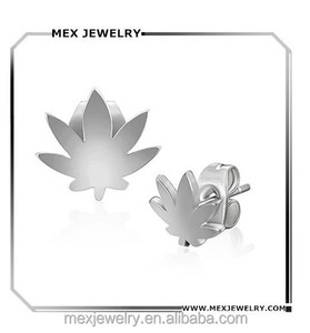 Haute Polonaise 925 En Argent Sterling de Marijuana/feuilles d'érable Boucles D'oreilles - Product Image 1