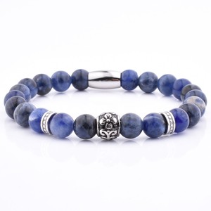 Artisanal <span class=keywords><strong>brésilien</strong></span> D'été Charmes Tête de Lion Sodalite Pierre <span class=keywords><strong>Bracelet</strong></span> Pour Hommes - Product Image 6