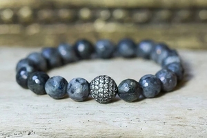 Nouveau Bracelet élastique pour femmes, en pierre de jaspe, au Design Unique, avec perles en diamant, élastique - Product Image 3
