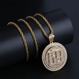 Collier pendentif de <span class=keywords><strong>rappeur</strong></span> avec disque rotatif en zircone <span class=keywords><strong>69</strong></span>, bijoux HipHop DY - Product Image 5
