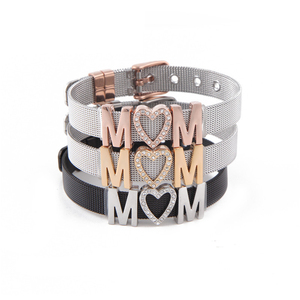 Regalo di Giorno <span class=keywords><strong>della</strong></span> madre di maglia di acciaio inossidabile <span class=keywords><strong>mamma</strong></span> scorrevole di fascini del braccialetto - Product Image 2