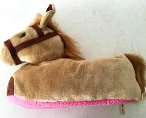 Zapatillas de interior de felpa con diseño de caballo animal personalizado
