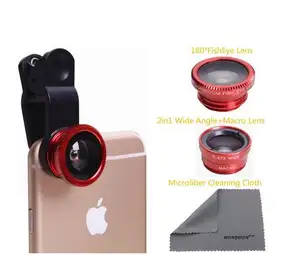 2020热3合1套件，带夹子广角鱼眼手机手机相机镜头，适用于苹果三星小米