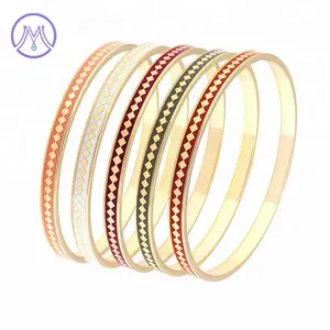 Pulseira de aço inoxidável, joias da moda femininas, chapeadas com ouro, esmalte, 5mm de largura, feita de cloisonha