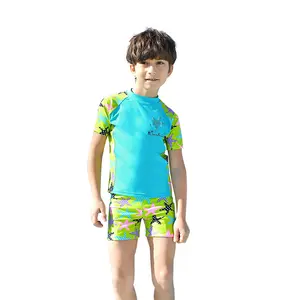 Meninos personalizados Two Piece Swimwear Set mangas curtas Top e Trunk Starfish Impresso maiôs