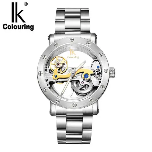 IK colouring 98393 Men Automatic Mechanical Watch Luxury Transparent Case Male Mechanical Skeleton Wristwatch Relogio Masculino