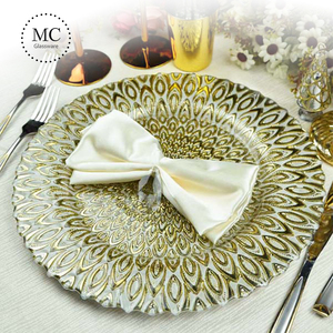 يتوهم الزجاج الفضة الطاووس ألواح الشاحن الديكور لحفل الزفاف - Product Image 5