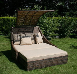 <span class=keywords><strong>2</strong></span> pc diseño de almacenamiento Sun canopy jardín silla y otomana patio de ratán sofa cama - Product Image 2