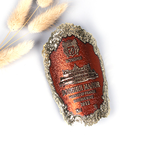 Etiquetas autoadhesivas de Metal para <span class=keywords><strong>vino</strong></span> tinto, etiquetas de estaño, <span class=keywords><strong>Etiqueta</strong></span> adhesiva de peltre, Etichetta en peltro - Product Image 3