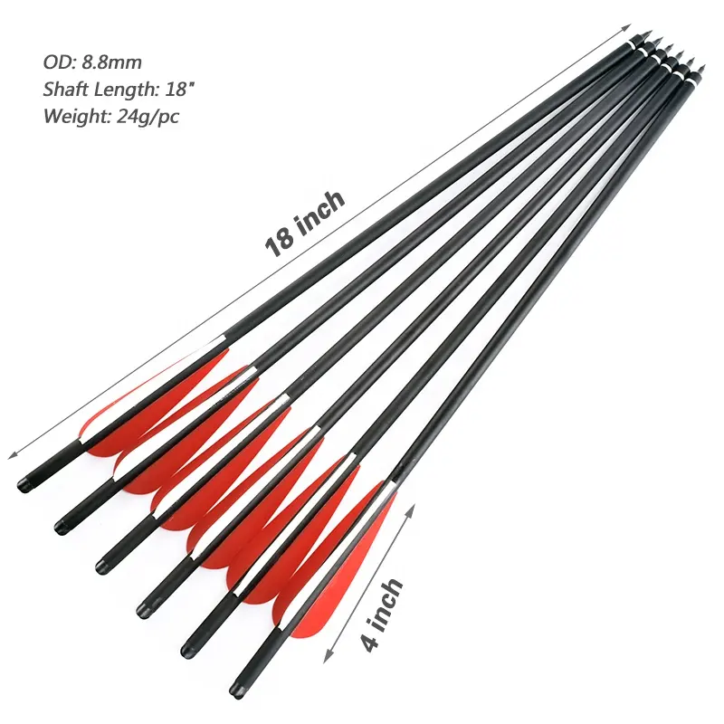 Caccia con l'arco e la freccia 16/17/18/20/22 pollici rosso e bianco piume può sostituire frecce in carbonio tiro a segno esterno