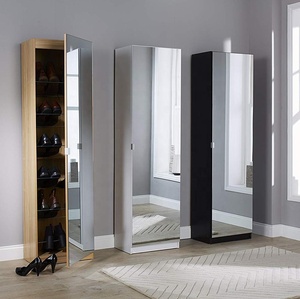 Wood Designs Wall-mounted Mirrored <strong>Tall</strong> <strong>Shoe</strong> Cabinet <strong>Rack</strong> - Product Image 1
