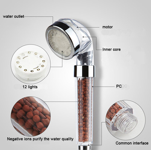 Romantica testa doccia LED controllo temperatura risparmio acqua pressione aumentata disponibili 3 colori rubinetto <span class=keywords><strong>bagno</strong></span> <span class=keywords><strong>accessori</strong></span> - Product Image 4