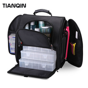 Sac à dos de maquillage professionnel à plusieurs compartiments de plus grande capacité, sac à cosmétiques, sac de rangement, PVC, Logo personnalisé unisexe - Product Image 2