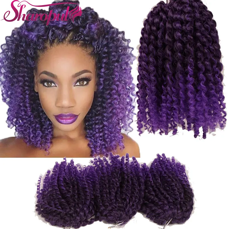 Jerry Curl Hair 3 pcs/pack, 8inch Synthetic Kinky Curly hair Marley Bob, Malaysian Deep Wave Curly Crochet Braids Hair Extension