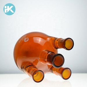 Cristalería de laboratorio ámbar tierra estándar de la boca 1000 ml cuatro cuellos hirviendo frasco proveedor - Product Image 4