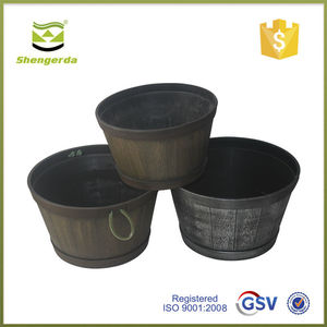 15 "Stout Barrel Planter <span class=keywords><strong>Pot</strong></span> de <span class=keywords><strong>fleur</strong></span> en <span class=keywords><strong>bois</strong></span> Pots de fleurs peints en plastique en gros - Product Image 3
