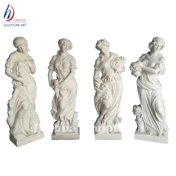 Alta qualidade polido brilhante escultura de mármore branco quatro estações goddess estátua