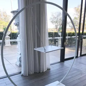Свадебный сценический фон Декор круглая белая металлическая свадебная АРКА с свадебными качели