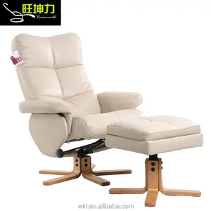 Chaise pivotante inclinable en cuir avec usb, rangement, socle en bois, offre spéciale