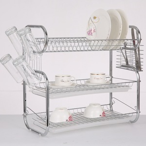 Manufacture Kitchen Storage Organizer Spice Stand Holder Rack Shelf Sink Metal Display 2 Tier Dish Rack