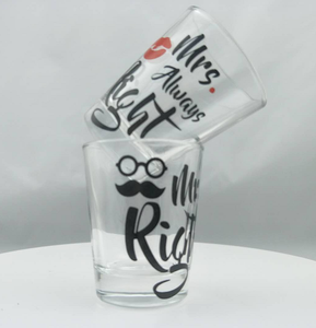 Logo personalizzato trasparente colorato <span class=keywords><strong>Mr</strong></span> and Mrs sempre destro bicchiere da liquore bicchiere da liquore - Product Image 4