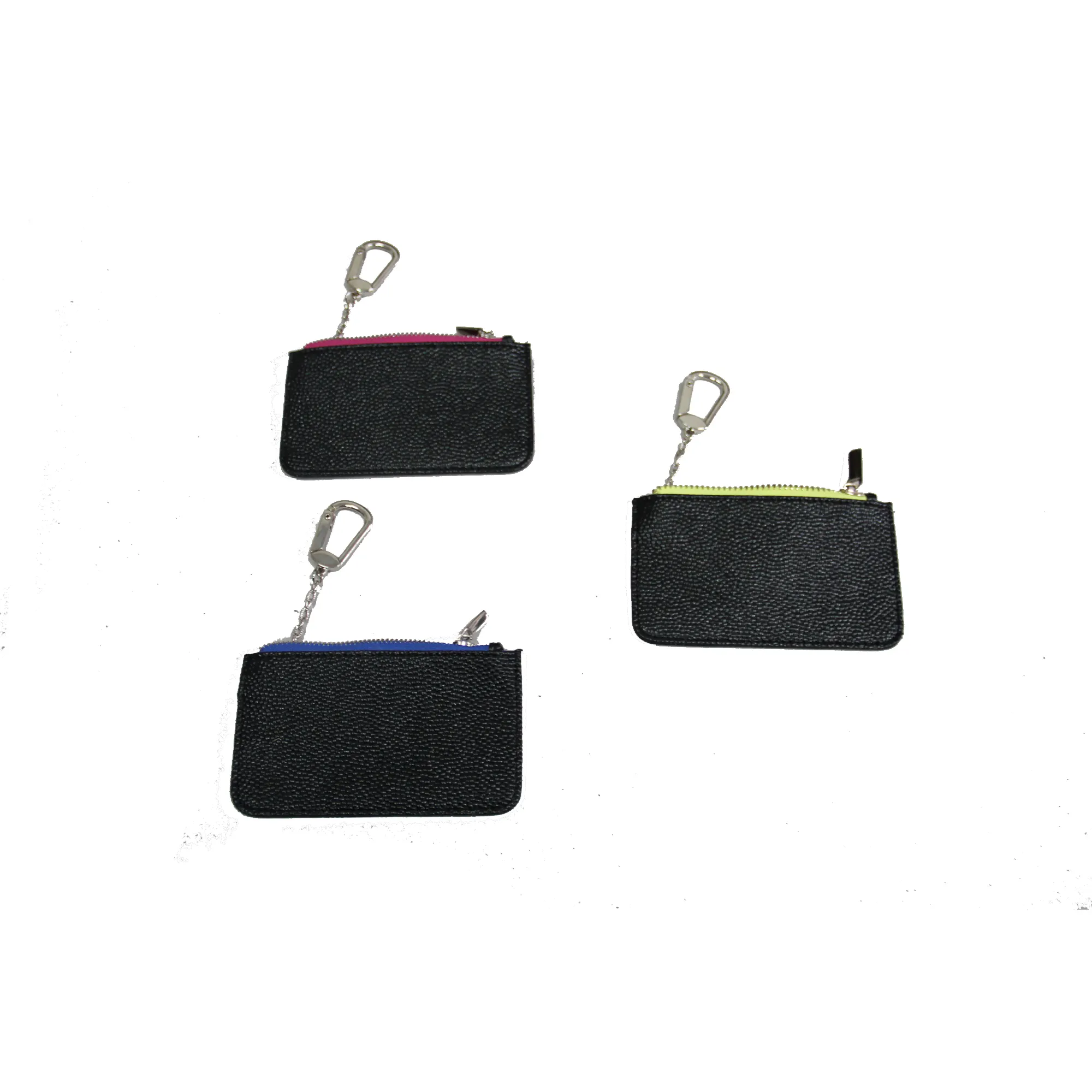 WomenのBlack Stingray PVC Leather Keychain Zipper Coin Pouch Wallet
