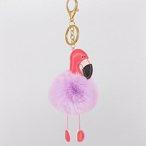 Yongze conejo bola llavero con el oído piel monstruo peludo llavero flamenco pompom bolso Faux fur furry Ball llaveros mujer - Product Image 5