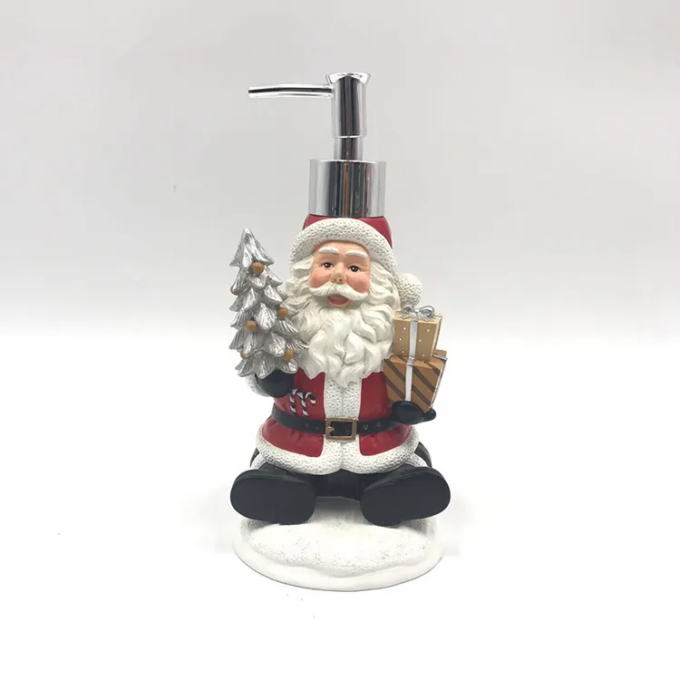 Christmas Winter Style Cute Santa Claus Shaped Unique Design Polyresin Soap Lotion Dispenser