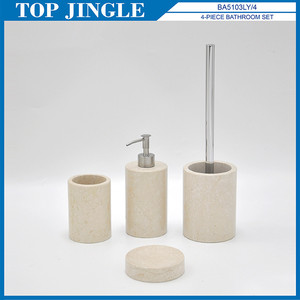 4 piezas de color crema patrón de mármol accesorios de baño - Product Image 1