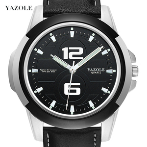 Yazole Z <span class=keywords><strong>418</strong></span>-Reloj de pulsera de cuero para hombre, cronógrafo de cuarzo con etiqueta personalizada, a escala de números, sencillo, con logotipo personalizado - Product Image 3