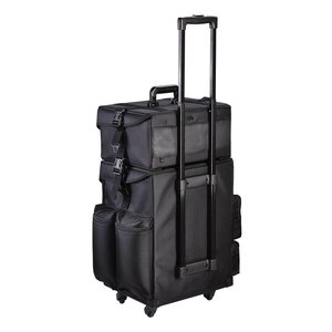 2 in 1 Make up Rolling Bag Nylon Professional <strong>Makeup</strong> <strong>Travel</strong> <strong>Case</strong> for <strong>Makeup</strong> Artist Nail Polish Black Rolling Cosmetic Bags - Product Image 3