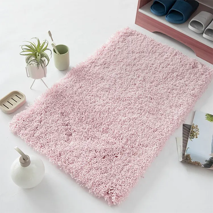 Alfombrilla de baño antideslizante personalizada para decoración del baño, tapete de microfibra de chenilla absorbente, color rosa