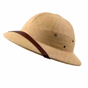 Erkekler kadınlar açık sert saman yürüyüş şapka kask güneş şapkası Safari Pith orman hasır şapka