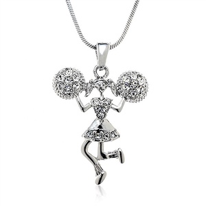Collier pendentif en métal incrusté de pom-pom girl Pom <span class=keywords><strong>Majorette</strong></span> danse pour fille acclamante femmes cadeau souvenir bijoux - Product Image 2