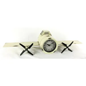 Créatif Rétro Avion Horloge de Bureau En Métal Pour La Décoration