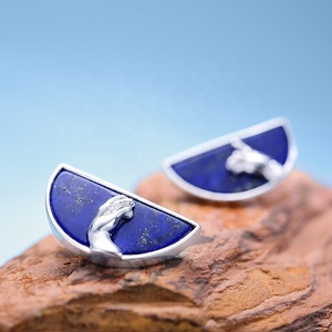 Lotus Fun fait à <span class=keywords><strong>la</strong></span> main en argent Sterling 925 naturel Lapis main de dieu de <span class=keywords><strong>la</strong></span> <span class=keywords><strong>création</strong></span> <span class=keywords><strong>d</strong></span>'<span class=keywords><strong>Adam</strong></span> Stud boucle <span class=keywords><strong>d</strong></span>'oreille bijoux pour femmes fille - Product Image 3