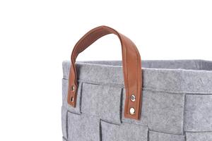Cesto Portabiancheria Grande <span class=keywords><strong>in</strong></span> <span class=keywords><strong>Feltro</strong></span> Intrecciato a Mano con Manico <span class=keywords><strong>in</strong></span> PU - Product Image 6