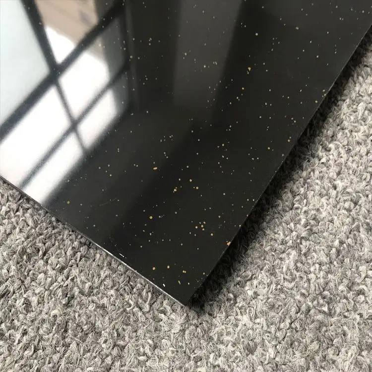 Kaymaz Mutlak Siyah Galaxy Bullnose Kenar Sparkle Honlanmış Yarı Granit Karo Kalınlığı ve Döşeme Merdiven Nosing 60x60