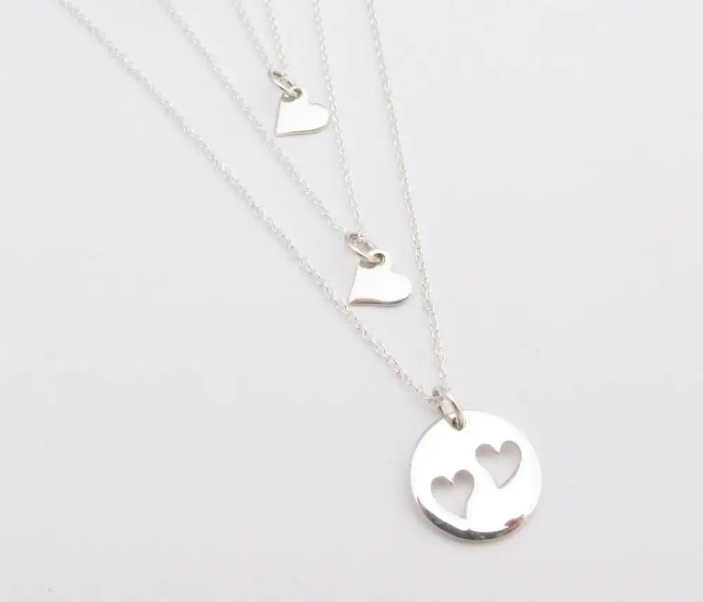 Mama und ich Schmuck Set Tiny Heart Cutout Charm Halskette Eins Zwei oder Drei Töchter Anhänger Mutter Tochter Halskette Set