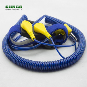 Dual cord ESD wrist strap with 1.8m coil cord for cleanroom and table mats