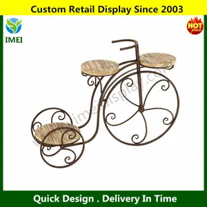Antike metall und holz 3-tier anlage fahrrad display-ständer
